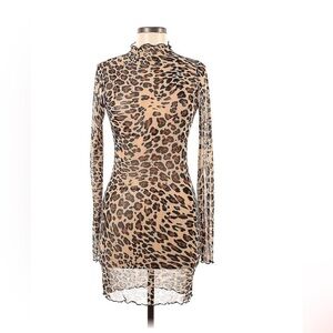 F21 Sheer Leopard Print Dress Medium